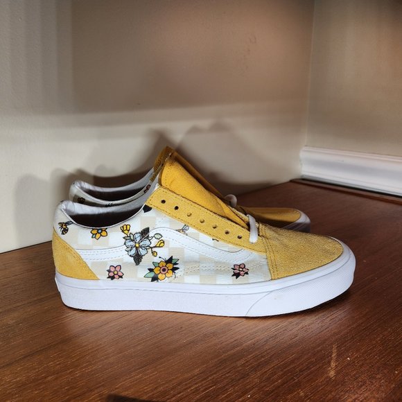 NWT VANS Suede/ Canvas Old Skool (Garden Check) Yellow Men (8.5)/ Women (10.0) - Picture 2 of 16